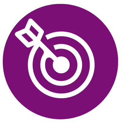 Arrow bullseye icon indicating company vision and mission being fully aligned