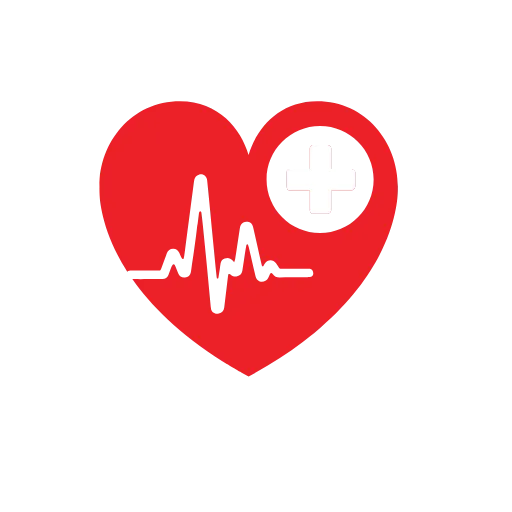 ABC First Aid Compliance Red Heard with White cross and heartbeat graph within