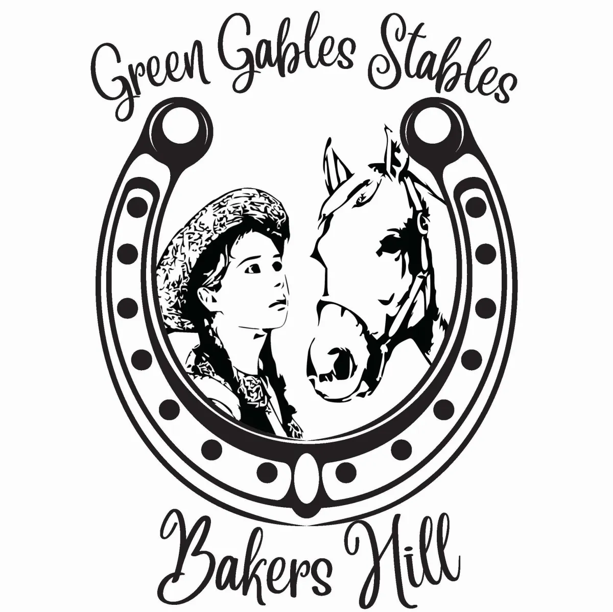 girl and horse inside horseshoe green gables stables bakers hill