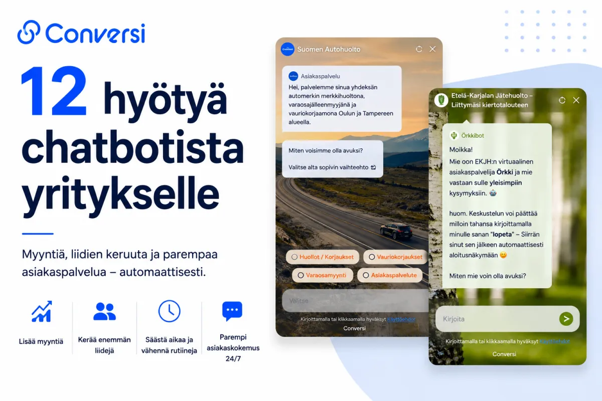 Chatbot yrityksen myynnin ja asiakaspalvelun tukena