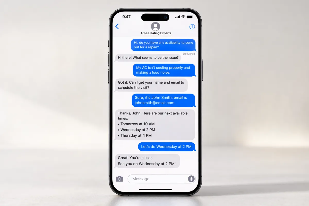 AI SMS booking outcome
