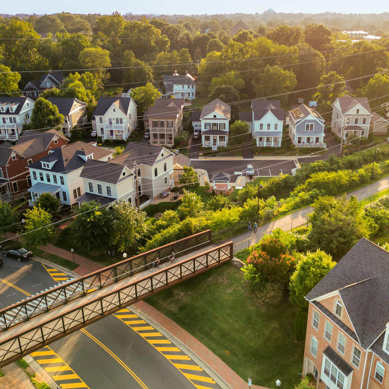 Drone shot of Fairfax in Virginia