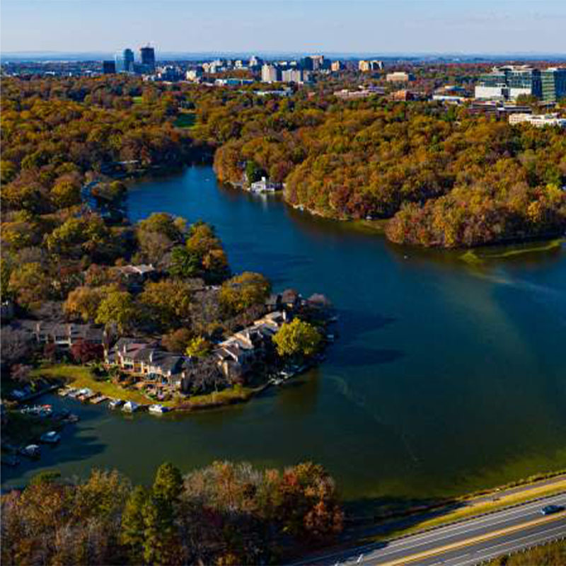 Drone aerial shot of Reston VA