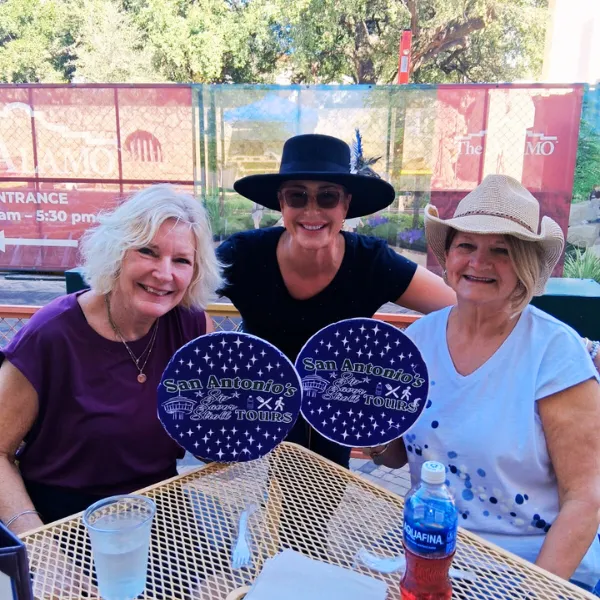 Two women posing before walking tour begins