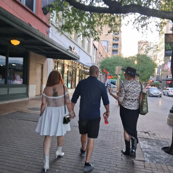 taking a walking tour in San Antonio