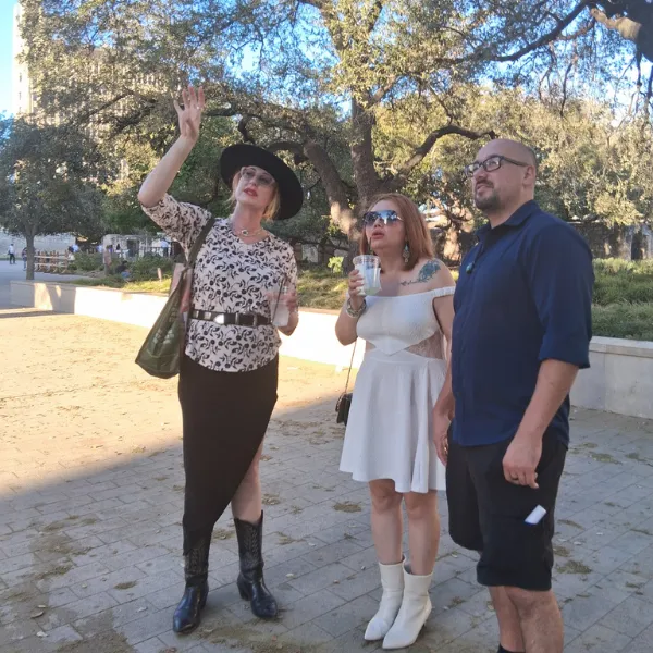 on a walking tour in san antonio looking at the sights