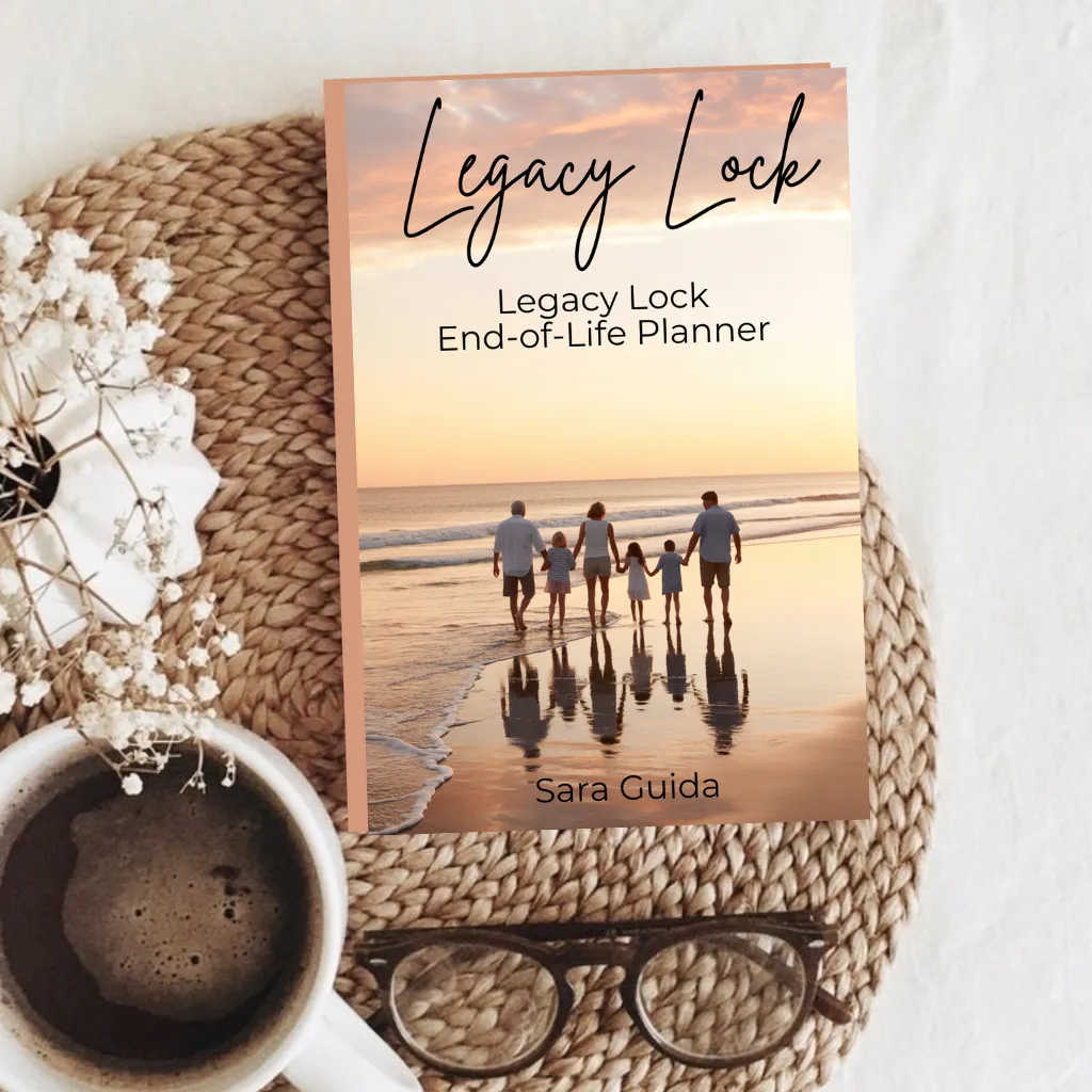 Legacy Lock Planner bundle flat-lay with spiral planner, pages, USB drive and checklist