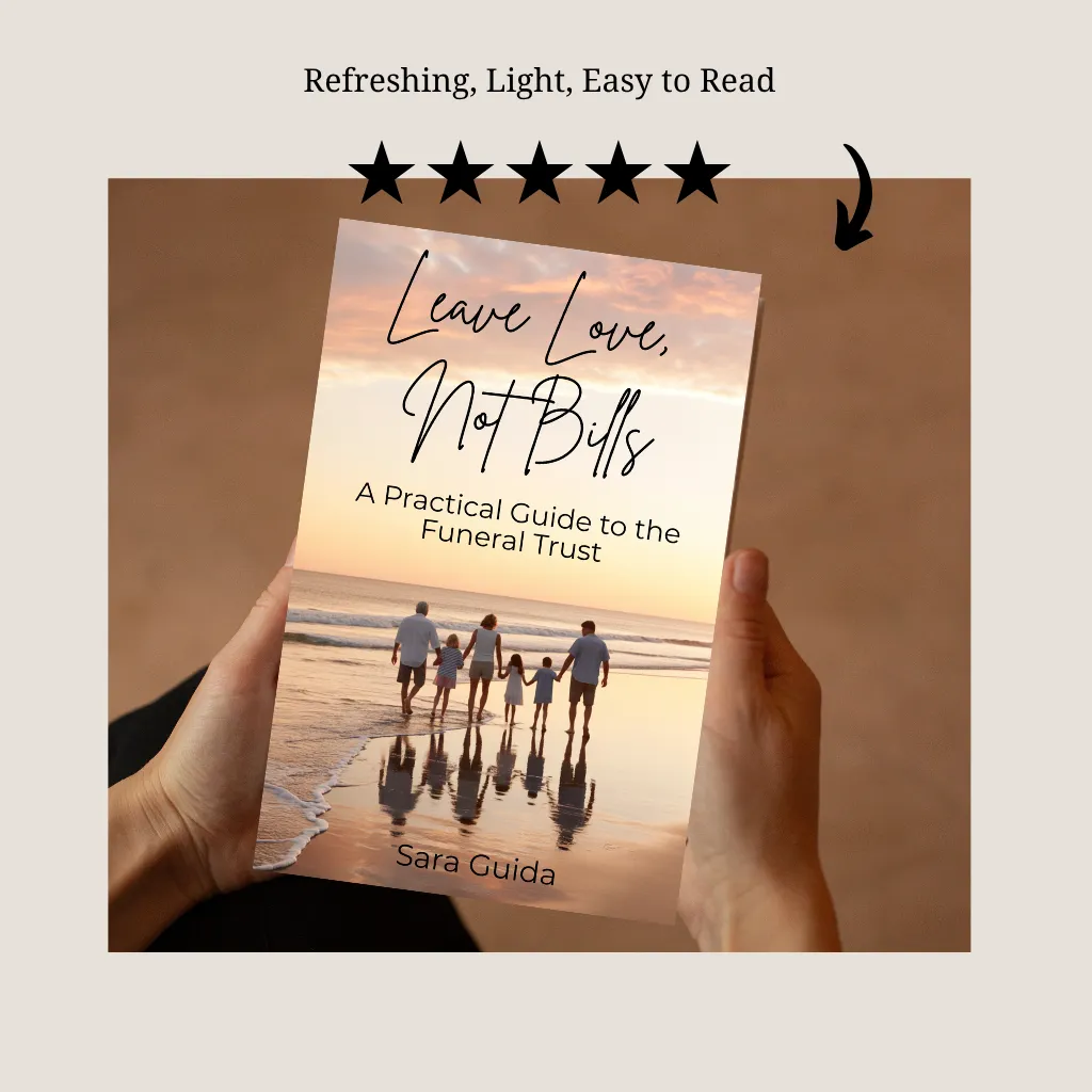 Leave Love Not Bills hardcover book on a wooden table with lavender sprig