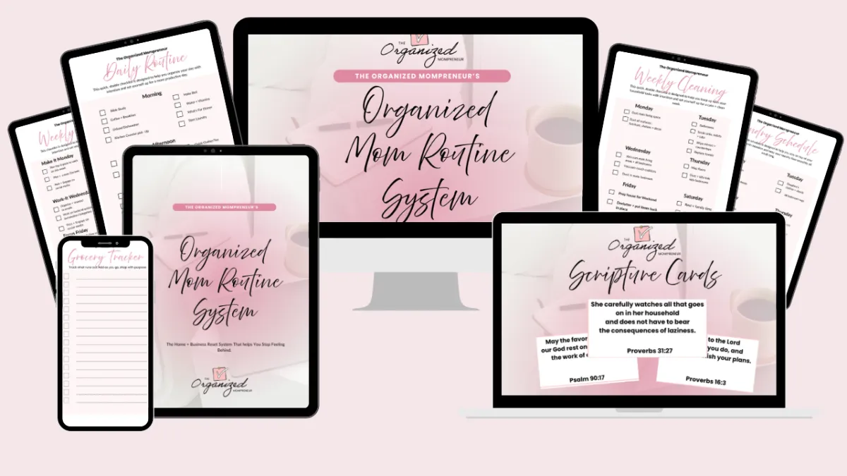 Home and business routine bundle for Christian moms with simple checklists and weekly systems