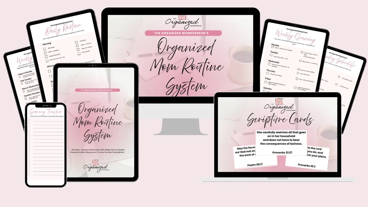 Home and business routine bundle for Christian moms with simple checklists and weekly systems