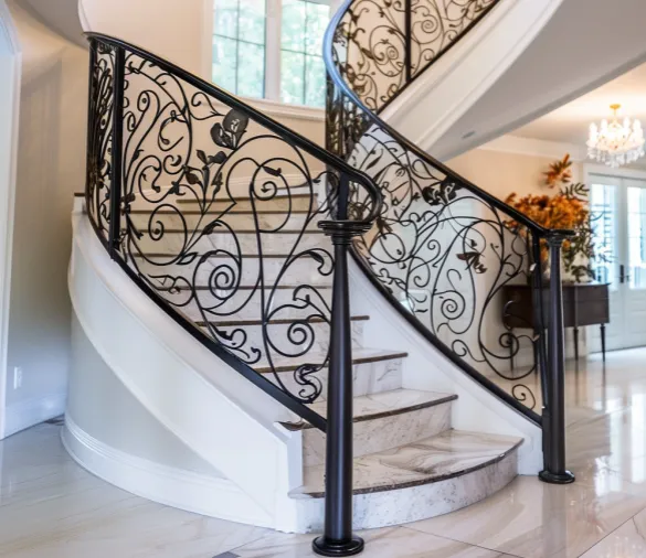 Detailed iron railing for stairs