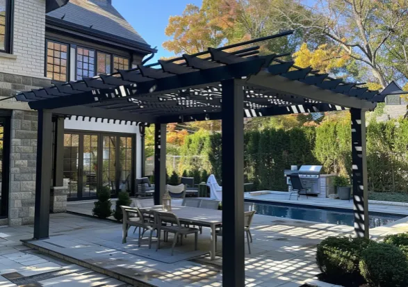 Black steel pergola