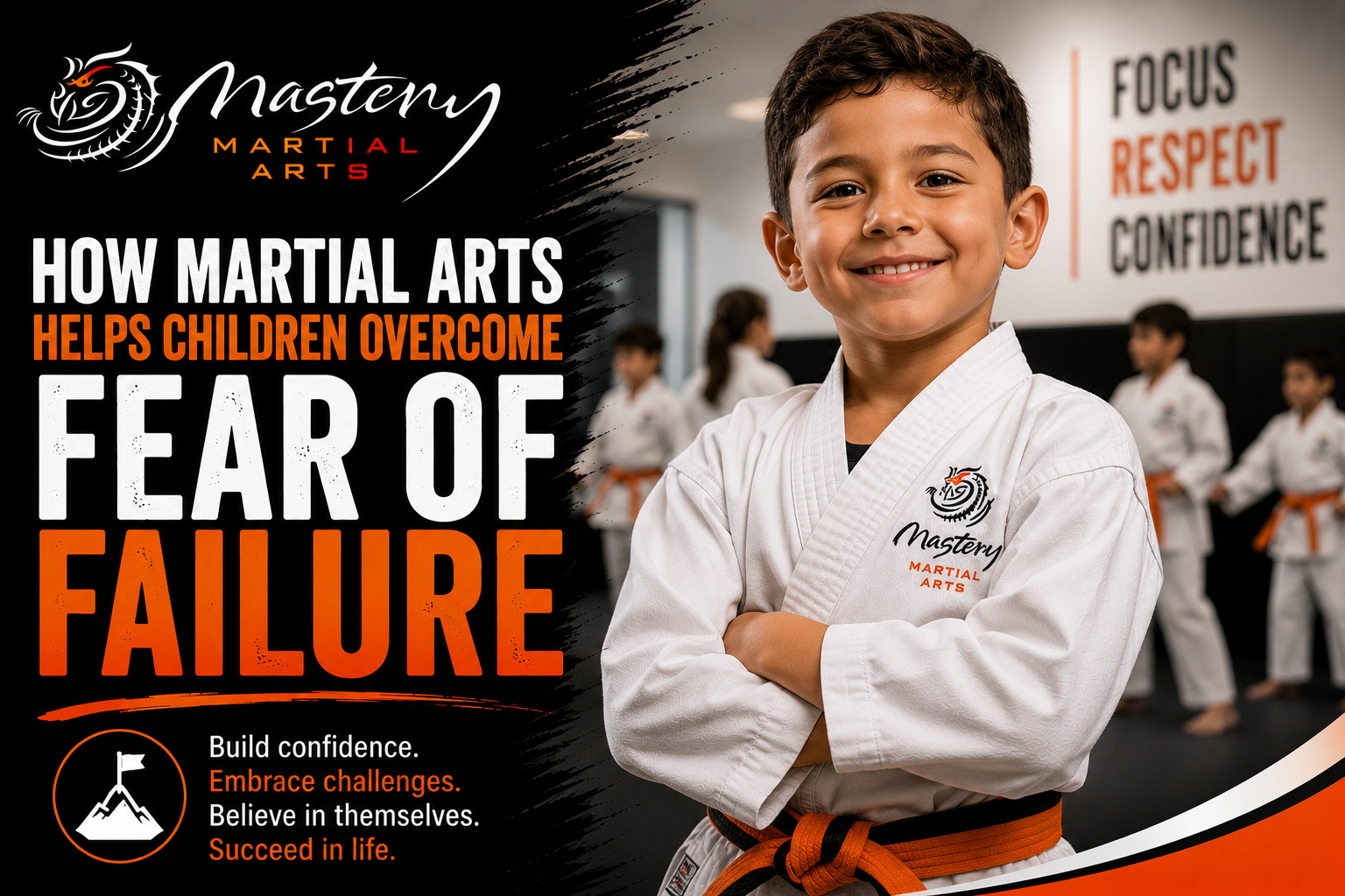 Young Mastery Martial Arts student building confidence and resilience while learning that mistakes and challenges are part of growth and success.