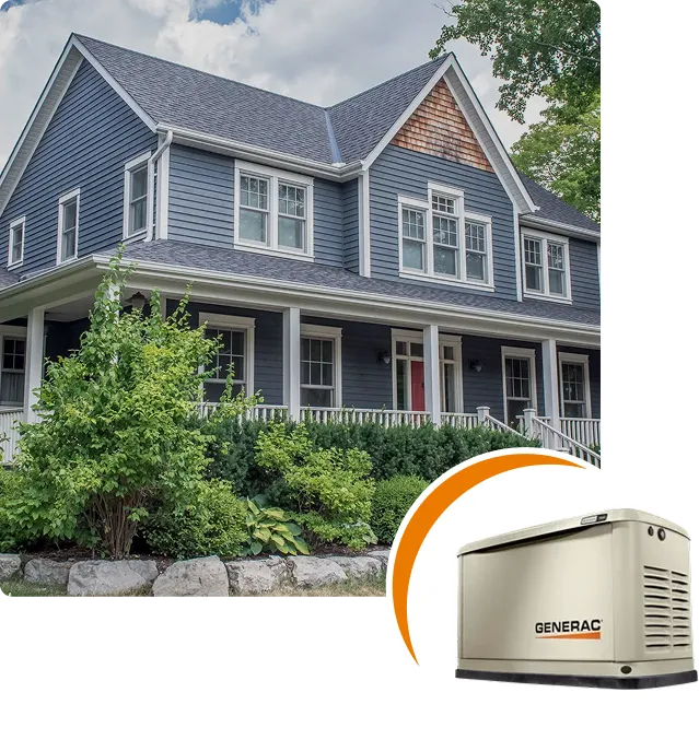 Residential home with standby generator supported by professional generator maintenance services