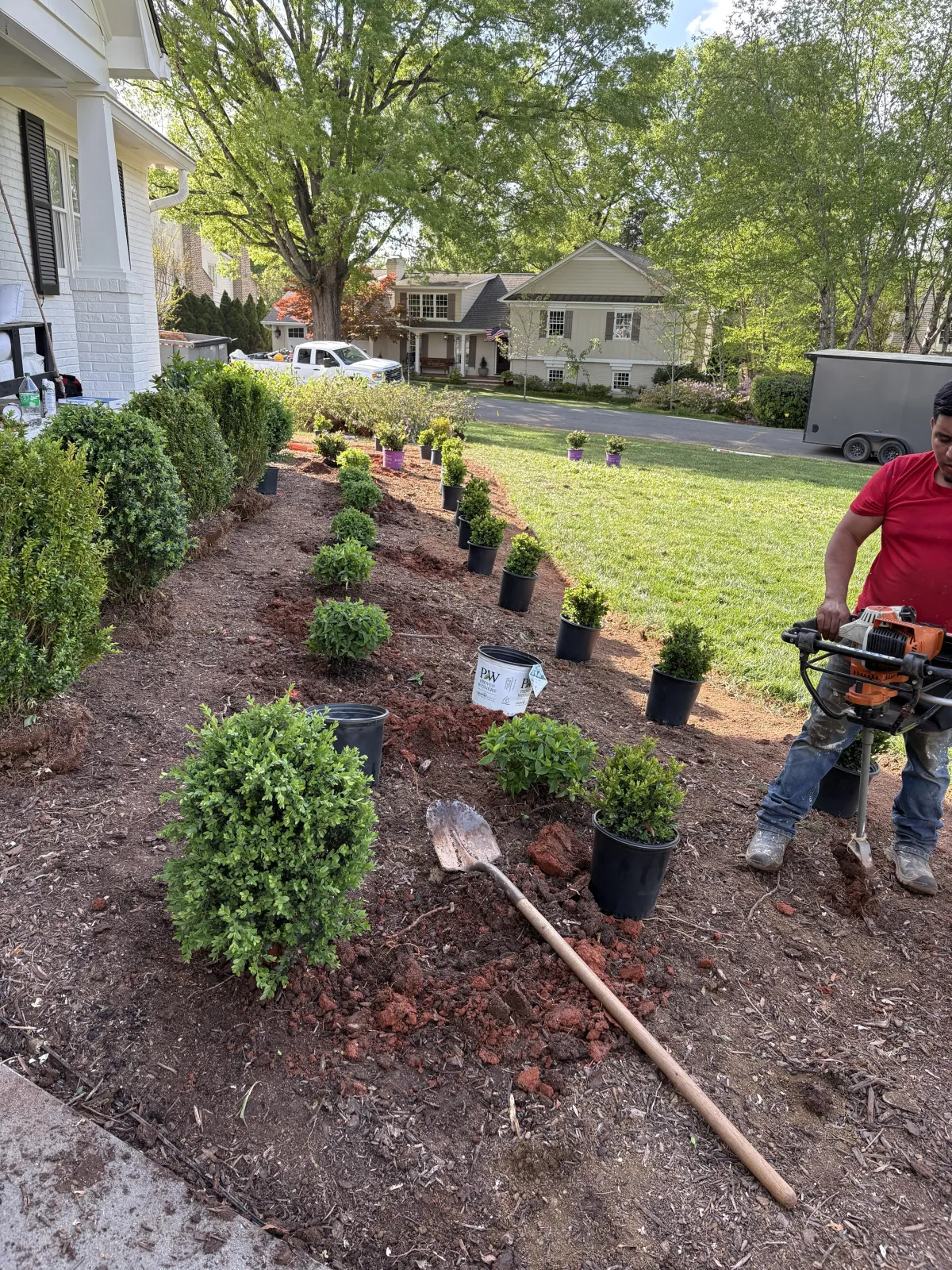 Landscape design with shrub and tree planting Lake Norman NC