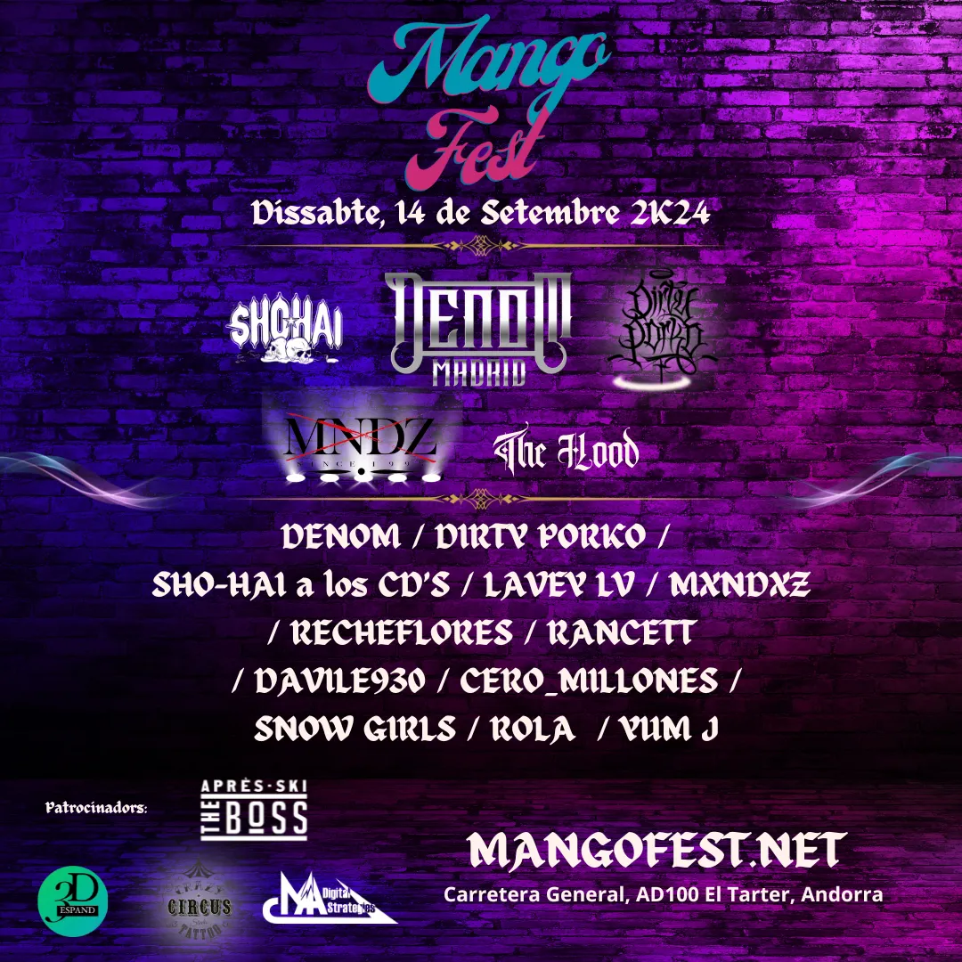 Cartel con todos los Artistas que asistirán a Mango Fest