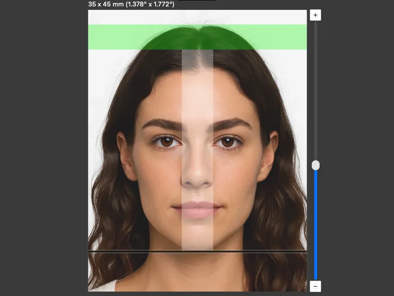 UK British Passport Photo Templated passport photo being measured Gold Coast Passport Photography