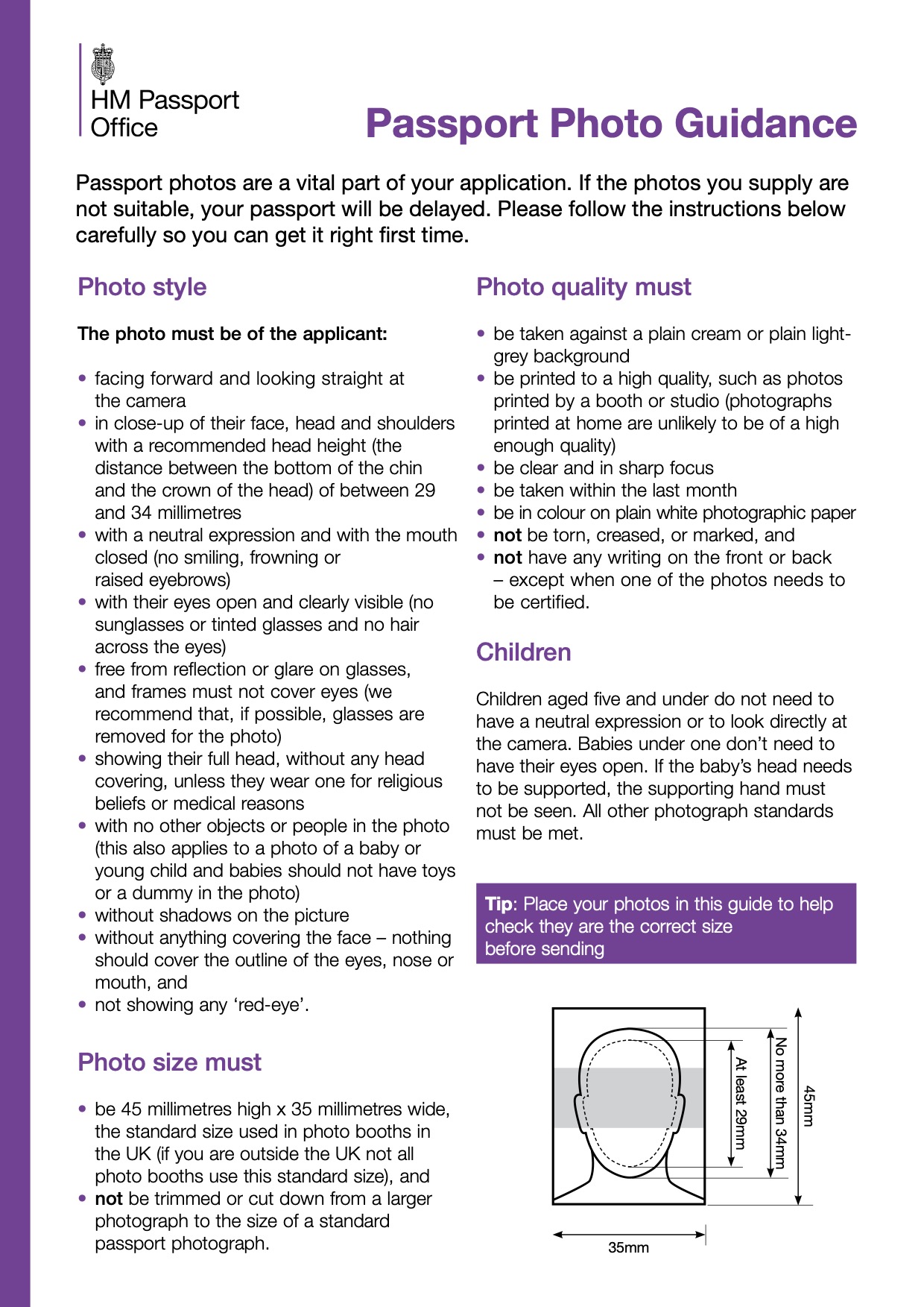 Latest UK British Passport Office Passport Photo Guidance