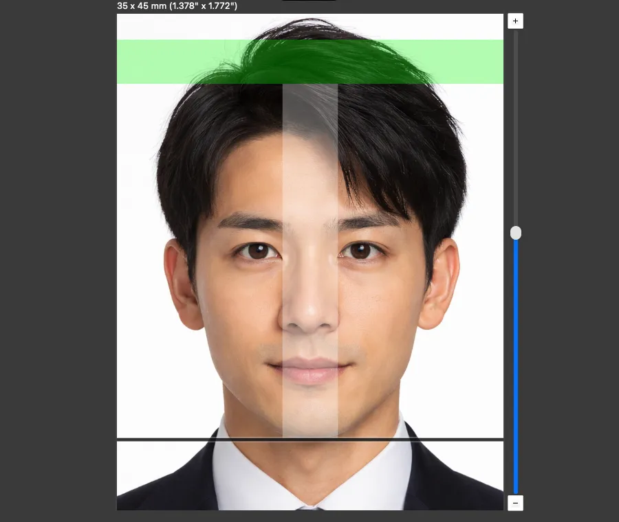 Japan Passport Photo template passport photo being measured Gold Coast Passport Photography