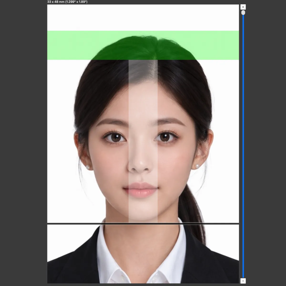 UK British Passport Photo Templated passport photo being measured Gold Coast Passport Photography