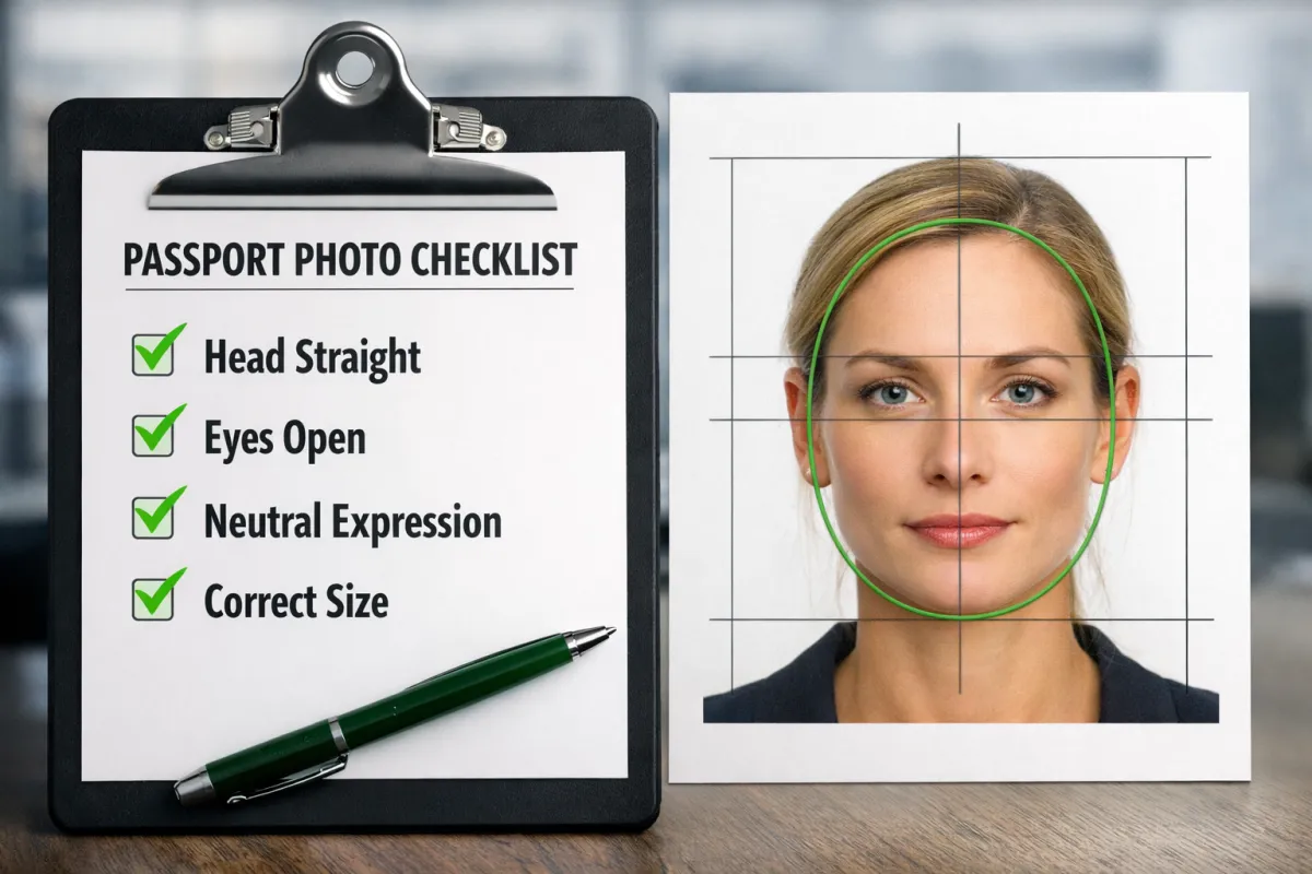 Green tick approval for passport photos