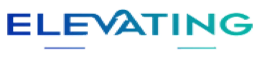 Logo for Elevating Profits- Gradients of blue and teal