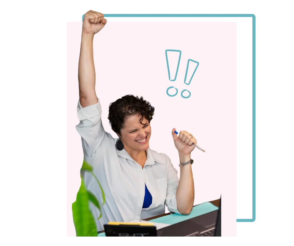 Mandy McGowan working on a laptop, reviewing business finances with a calm and focused expression