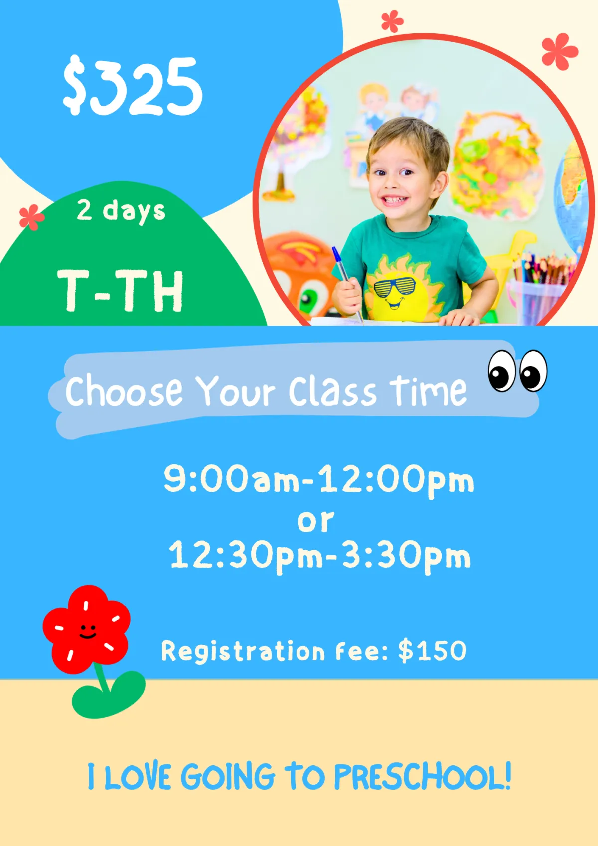 2 days preschool class price