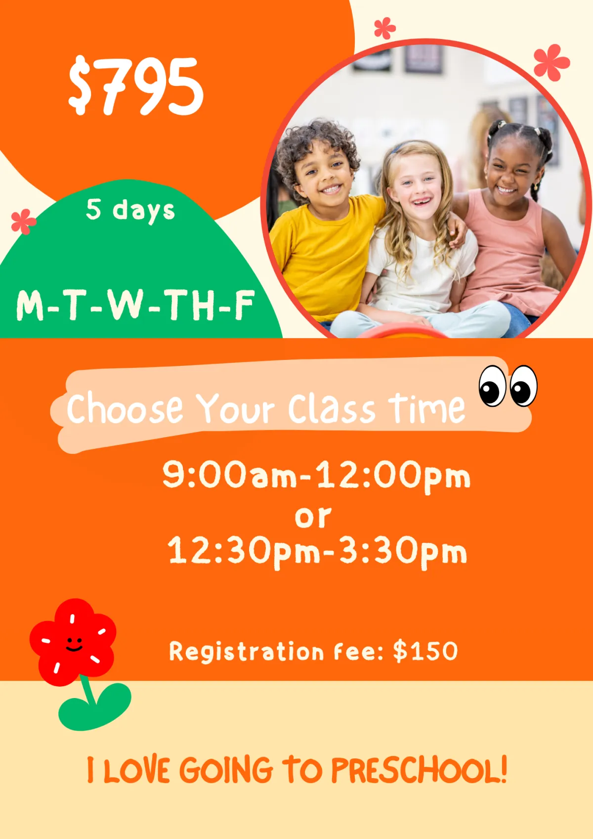 3 days preschool class price