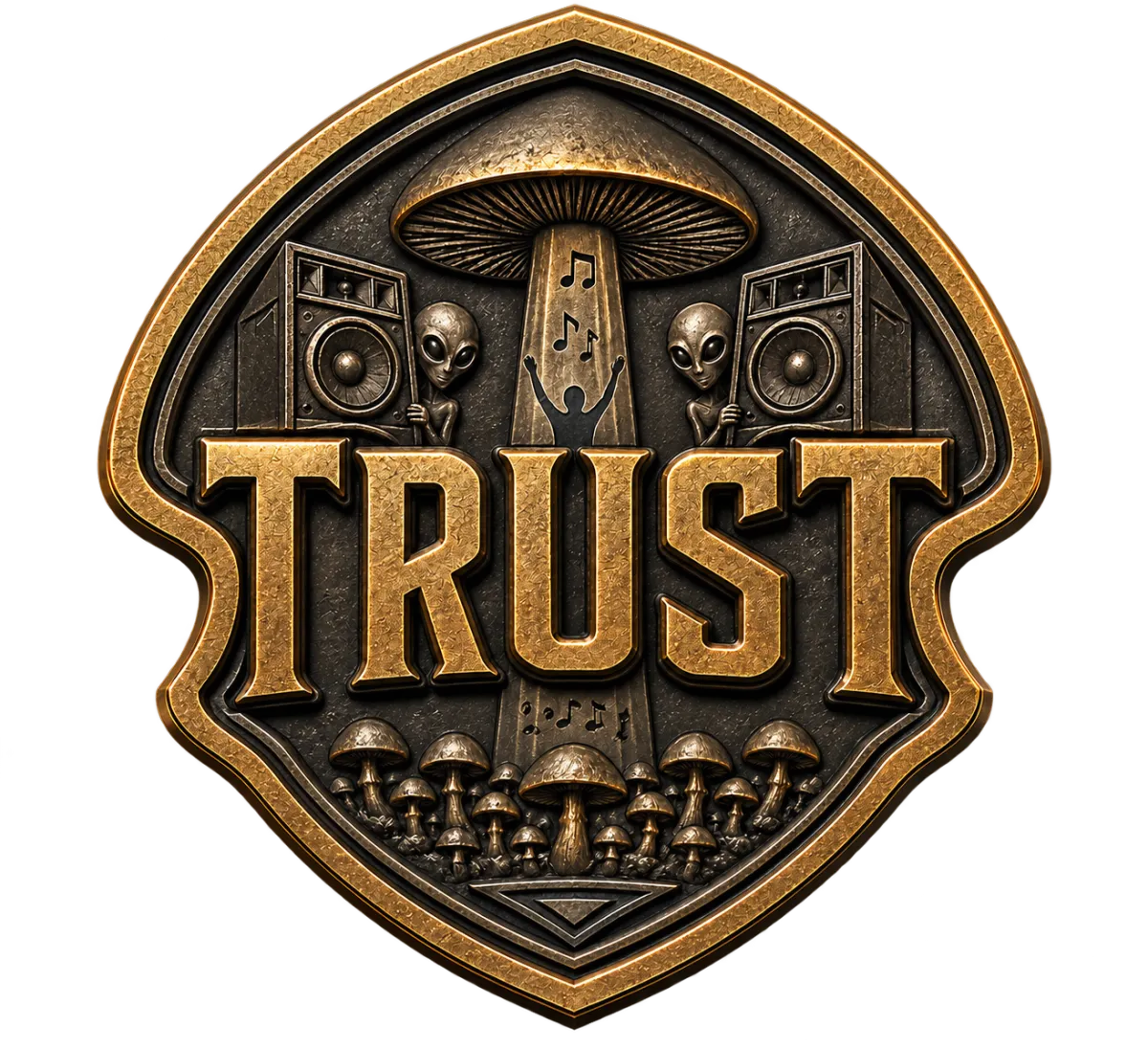 Heavy Metal Mushroom Farms - Ice-Blue and Gold Trust Emblem