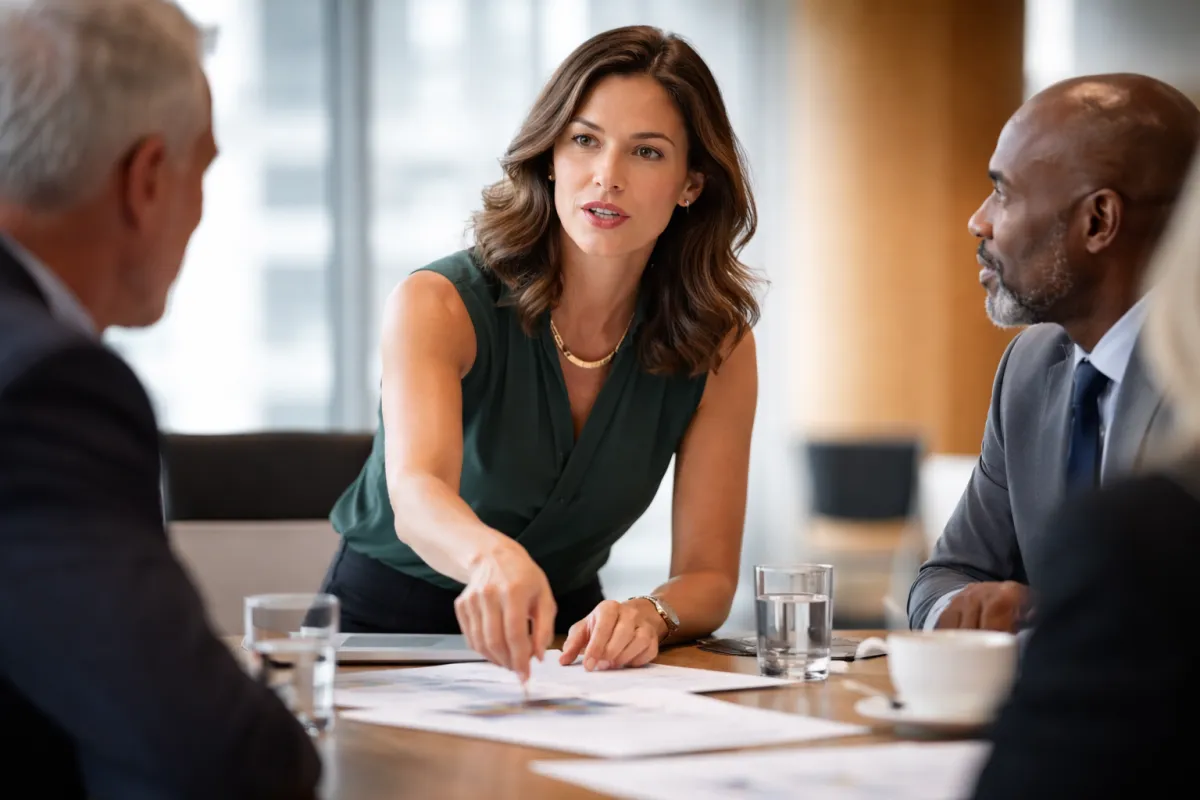 man wearing white and black plaid button-up sports shirt pointing the silver MacBook