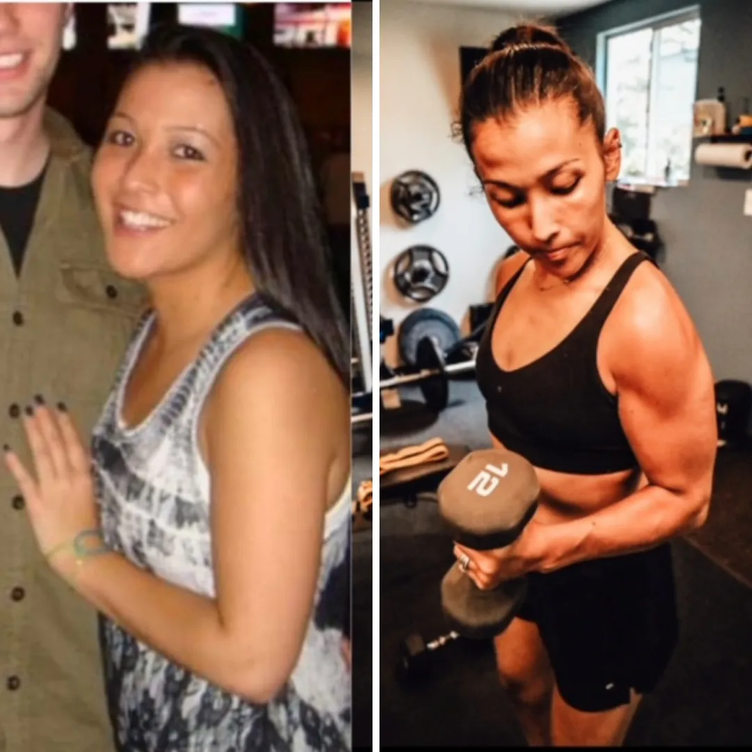 A fit woman lifting a hand weight to clock in her fitness