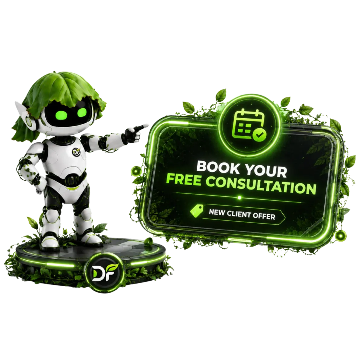 Digital Forest AI homepage hero image with founders and brand logo