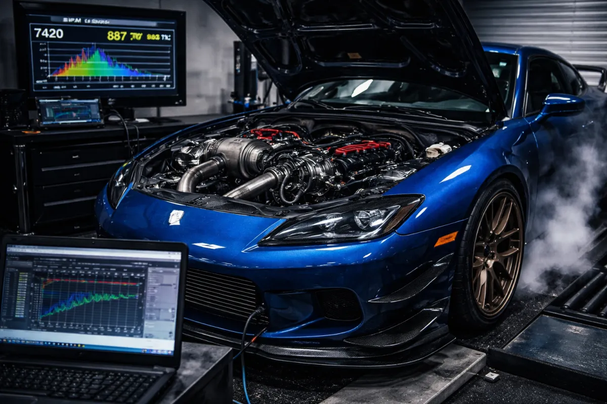 Sports car with performance stance and wrap