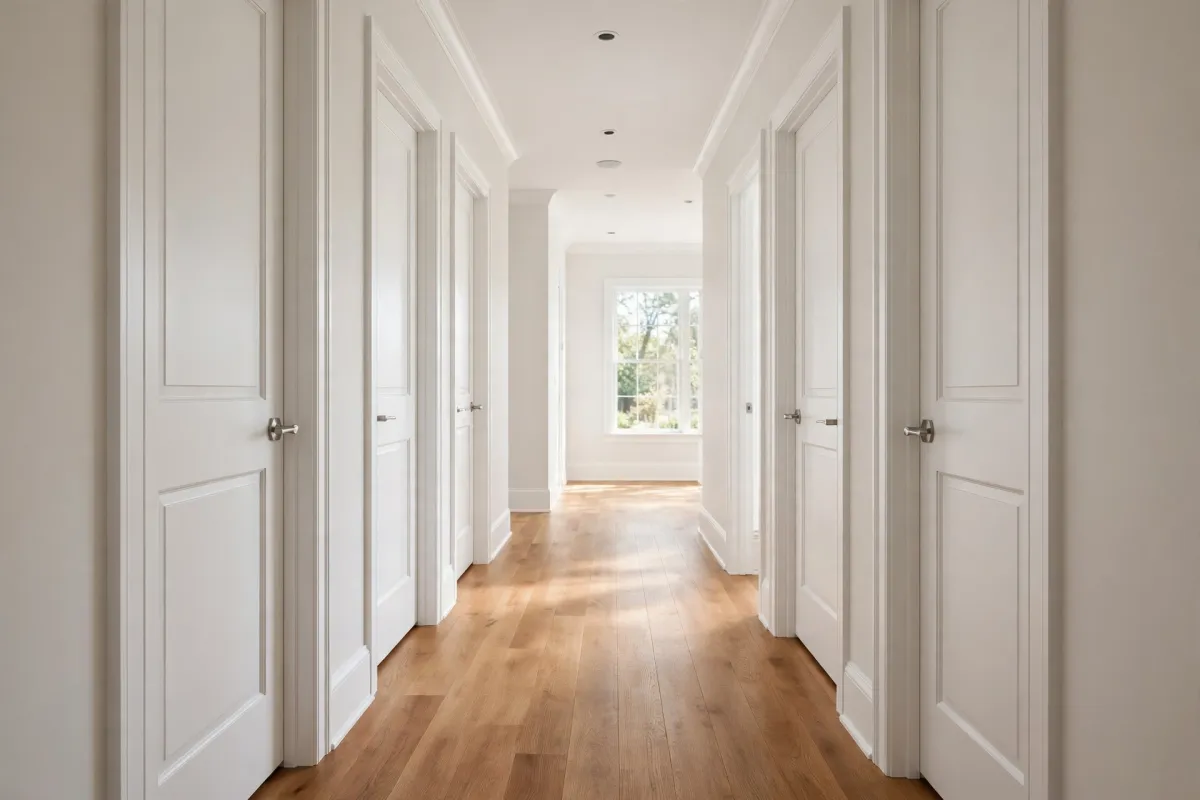 Custom interior door installation with precision-fitted trim by DiMarco Carpentry in Kelowna