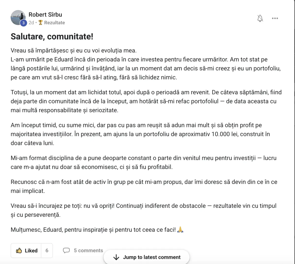 Testimonial Robert Sirbu