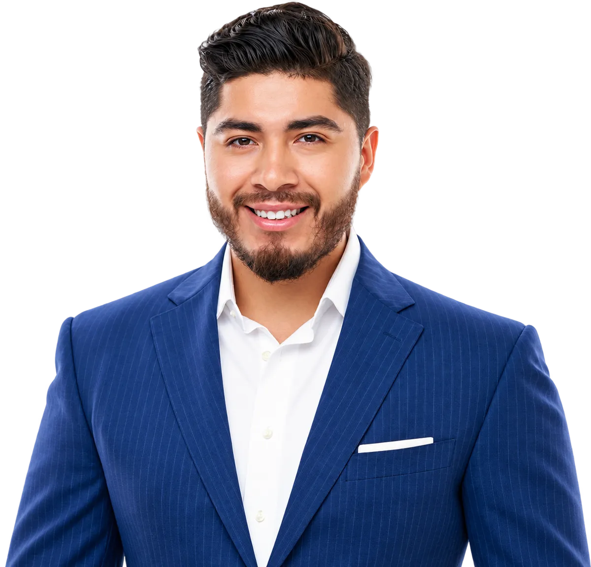 Portrait of a man in a blue suit.