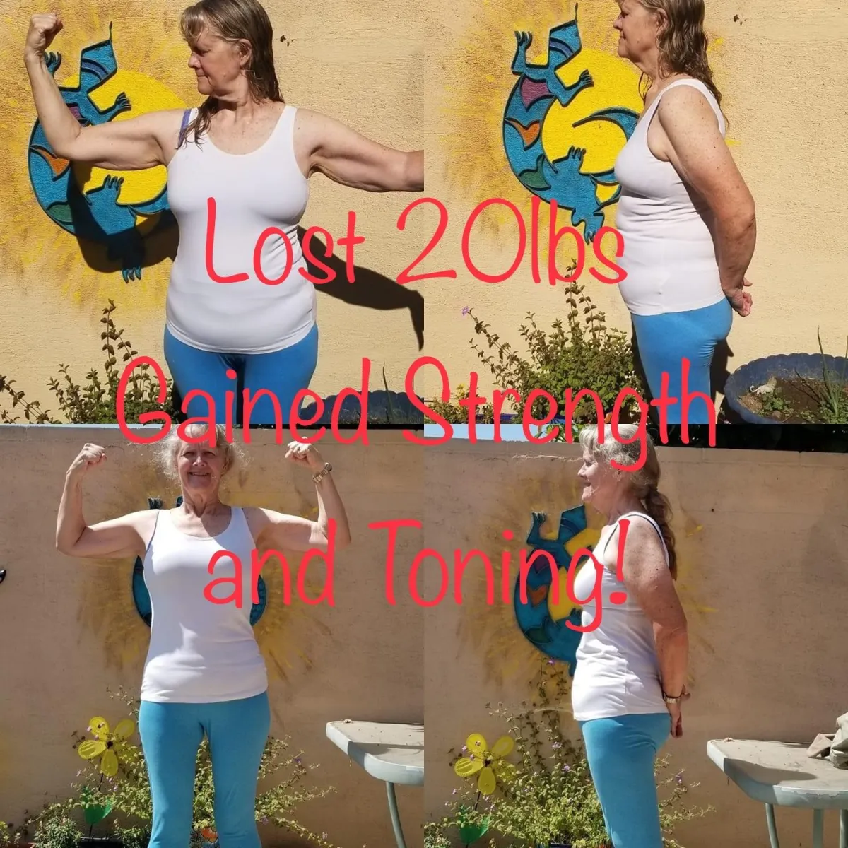 Transformation photo depicting a person who lost muscle and achieved toning in 2016, showcasing their fitness progress