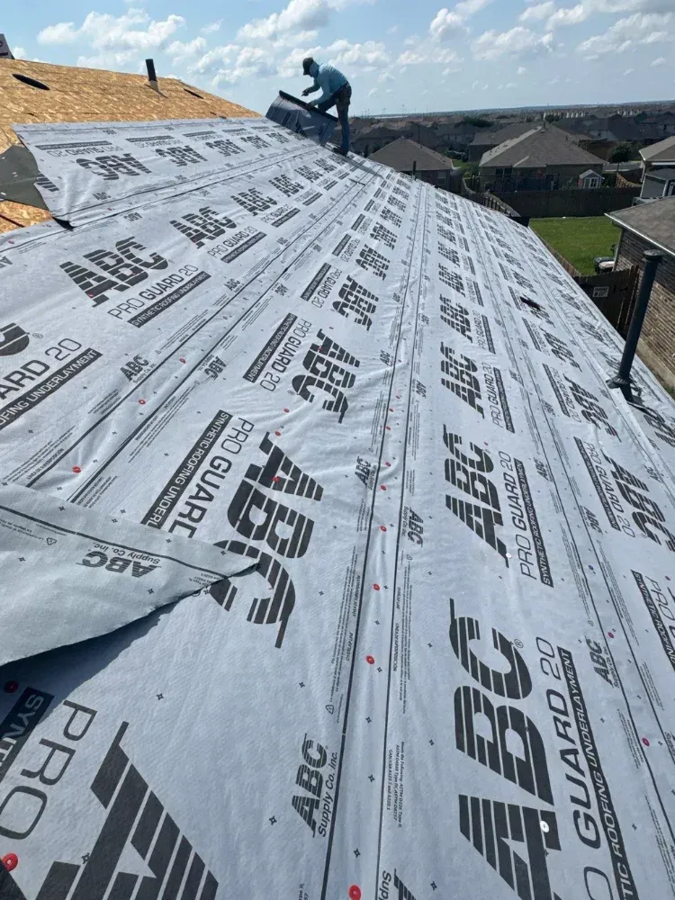 Roof repair work in progress