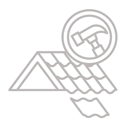 Roof repair icon showing tools and shingles