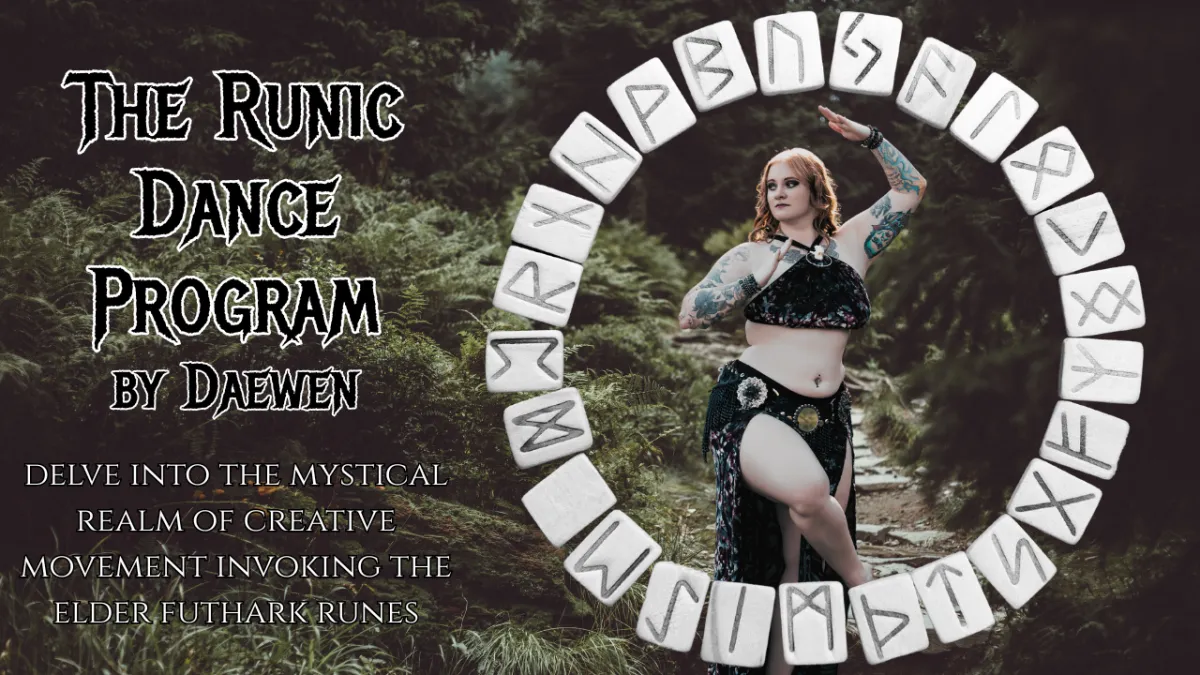 Daewen Posing in a circle of Runes - Runic Dance Profile Header Stygian