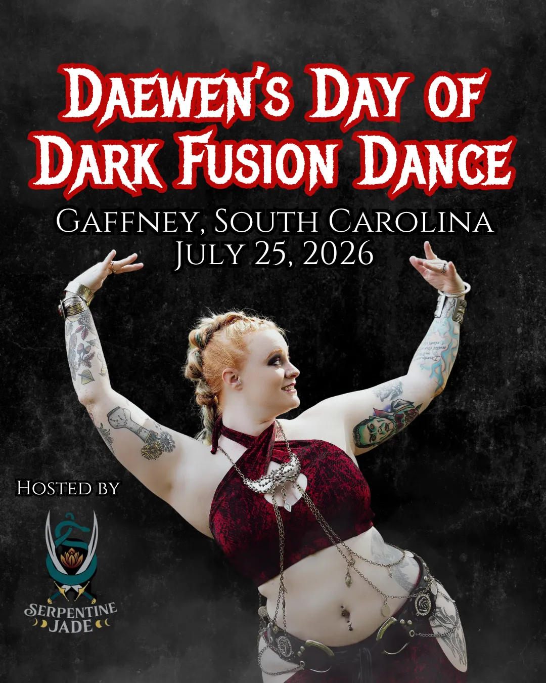 Daewen flyer a of dark fusion belly dance workshop classes
