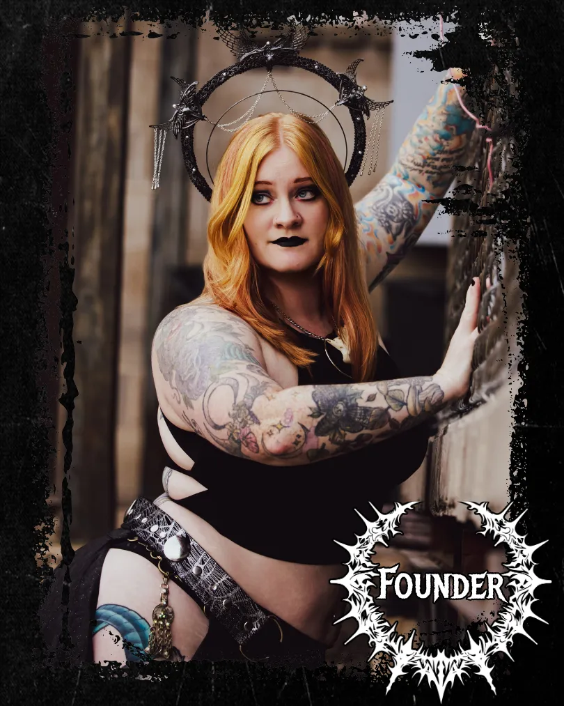 Daewen gothic pose skull crown tattoos belly dancer