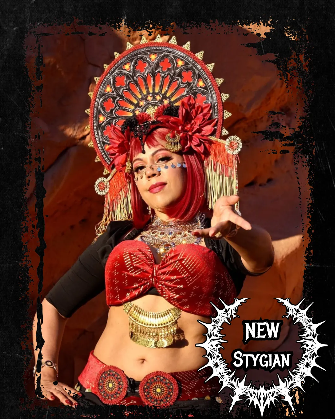 SaraLuna fusion dancer with red and black costume and crown