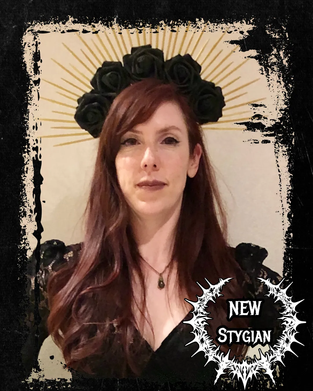 Sariyah Belmont fusion dancer with gothic dress and golden flower crown