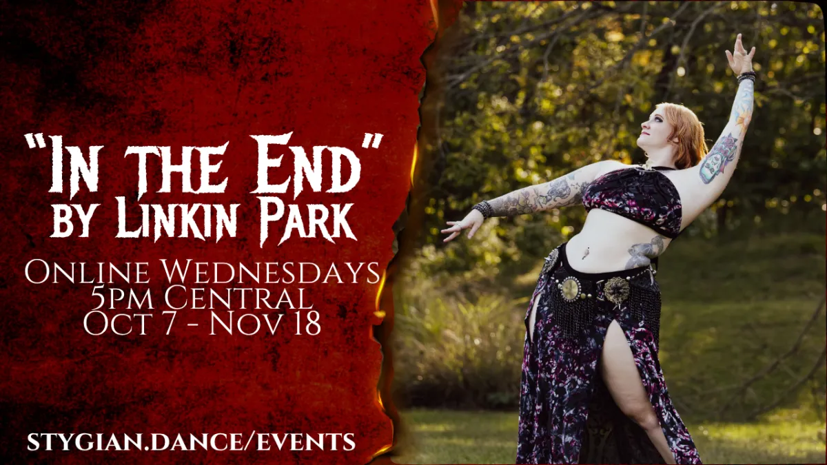 The Descent Dark Fusion Festival logo with Persephone holding a pomegranate and flowers in the background