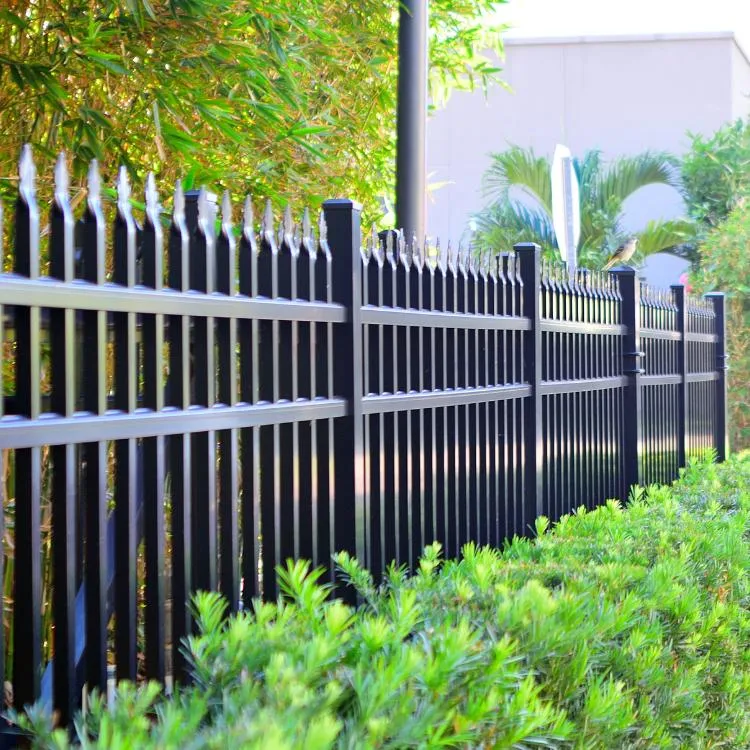 Black metal fence