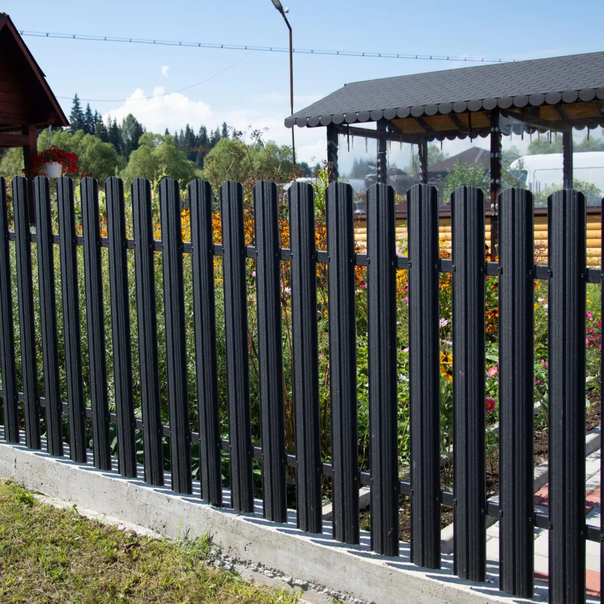 Black metal fence