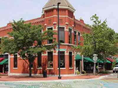 View of the front of the Olathe City Hall from directly across the street