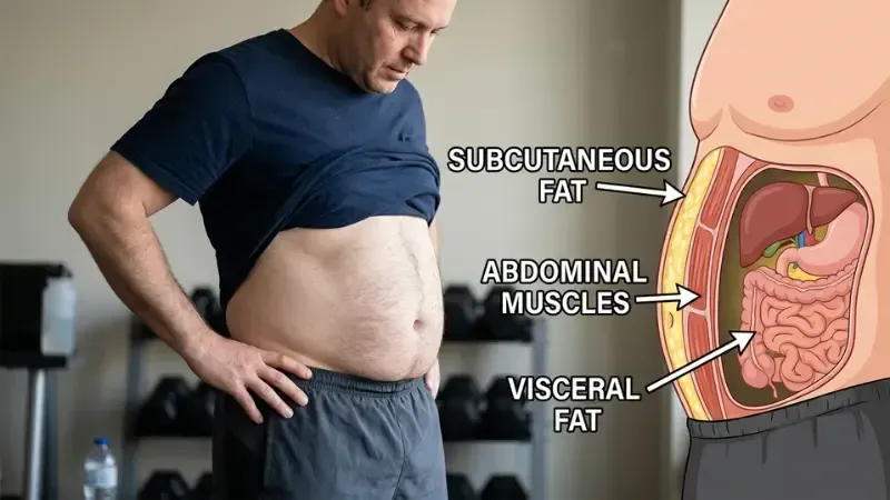 Doctor explaining Visceral Fat vs. Subcutaneous Fat